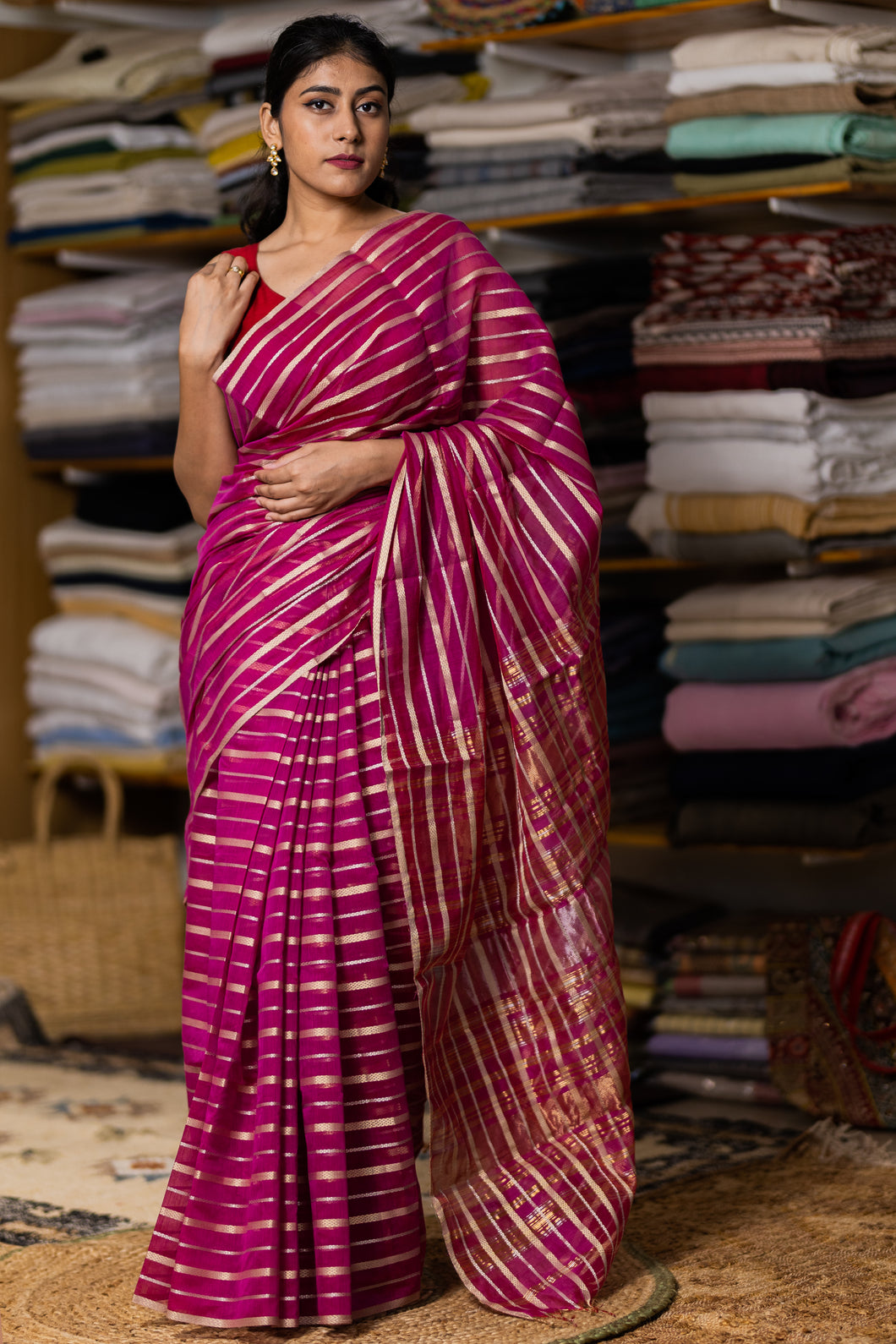 PARTHIVI COTTON ACR ROSE PINK SAREE