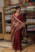 Load image into Gallery viewer, RIYASAT HAND EMBROIDERY COTTON ACR MAROON SAREE
