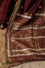 Load image into Gallery viewer, RIYASAT HAND EMBROIDERY COTTON ACR MAROON SAREE
