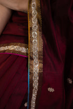 Load image into Gallery viewer, RIYASAT HAND EMBROIDERY COTTON ACR MAROON SAREE
