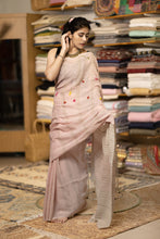 Load image into Gallery viewer, SWATI LINEN BABY PINK HAND EMBROIDERY SAREE
