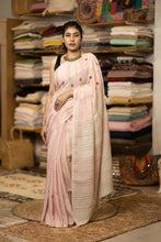 Load image into Gallery viewer, SWATI LINEN BABY PINK HAND EMBROIDERY SAREE
