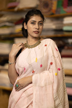 Load image into Gallery viewer, SWATI LINEN BABY PINK HAND EMBROIDERY SAREE
