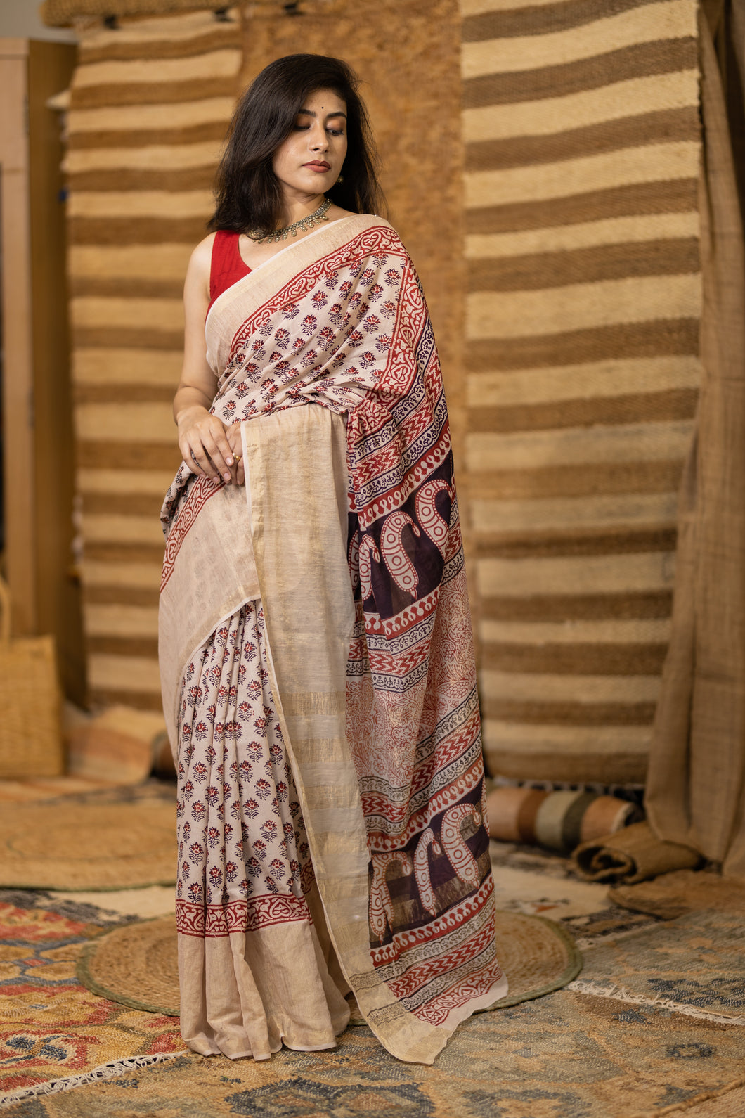 BAGHMATI 01 COTTON HAND BLOCK PRINT SAREE