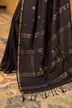 Load image into Gallery viewer, JAMDANI KHADI BLACK SAREE
