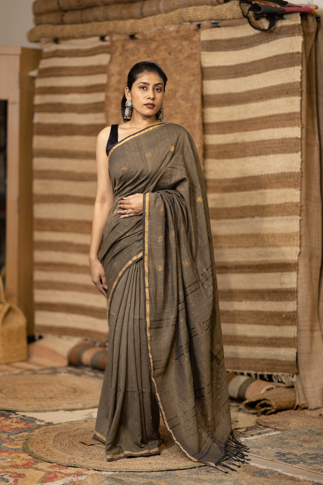 JAMDANI KHADI BEIGE SAREE