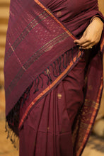 Load image into Gallery viewer, JAMDANI KHADI WINE SAREE
