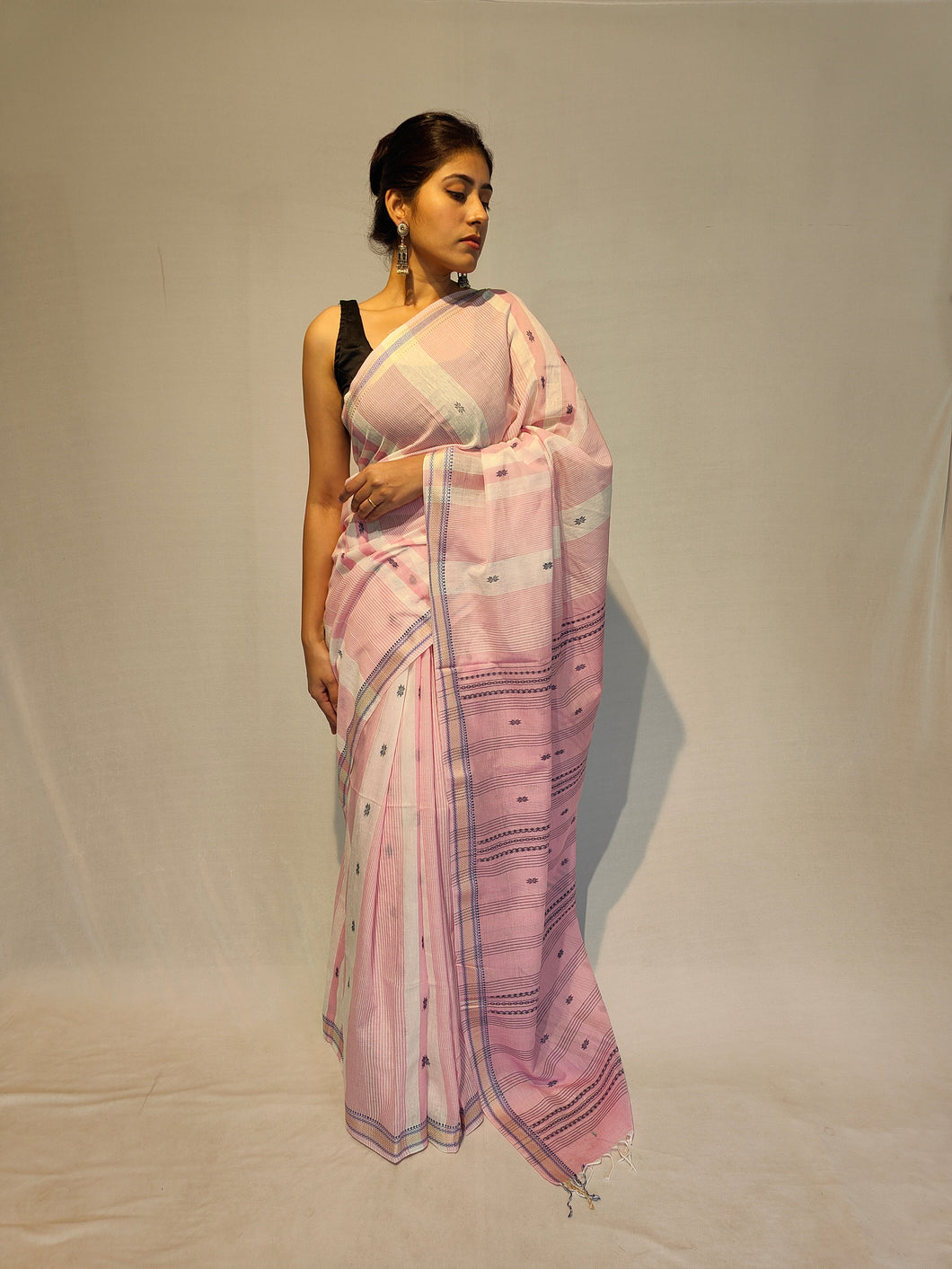 BRAHMI COTTON LINEN DOBBY BOOTI SAREE