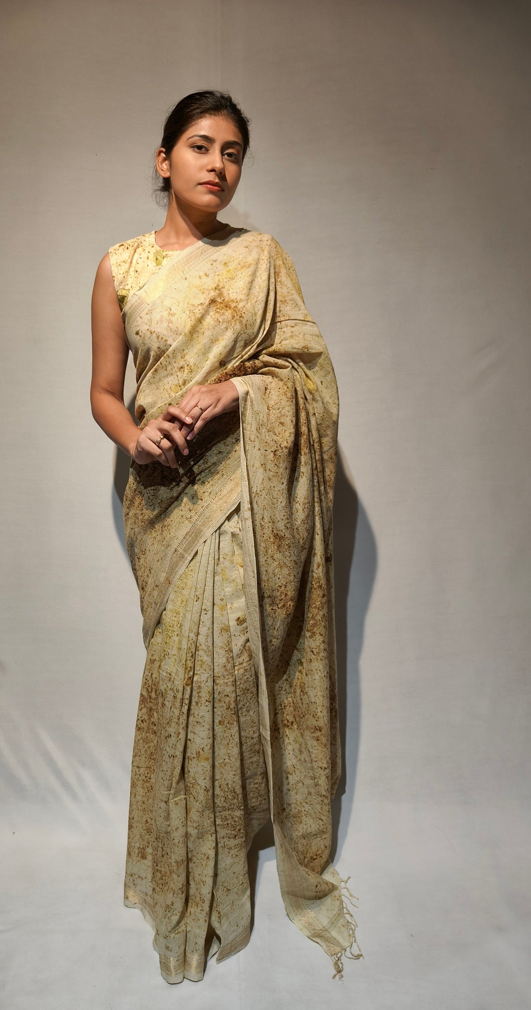 NIKALSI COTTON DOBBY ECO PRINT HANDWOVEN SAREE