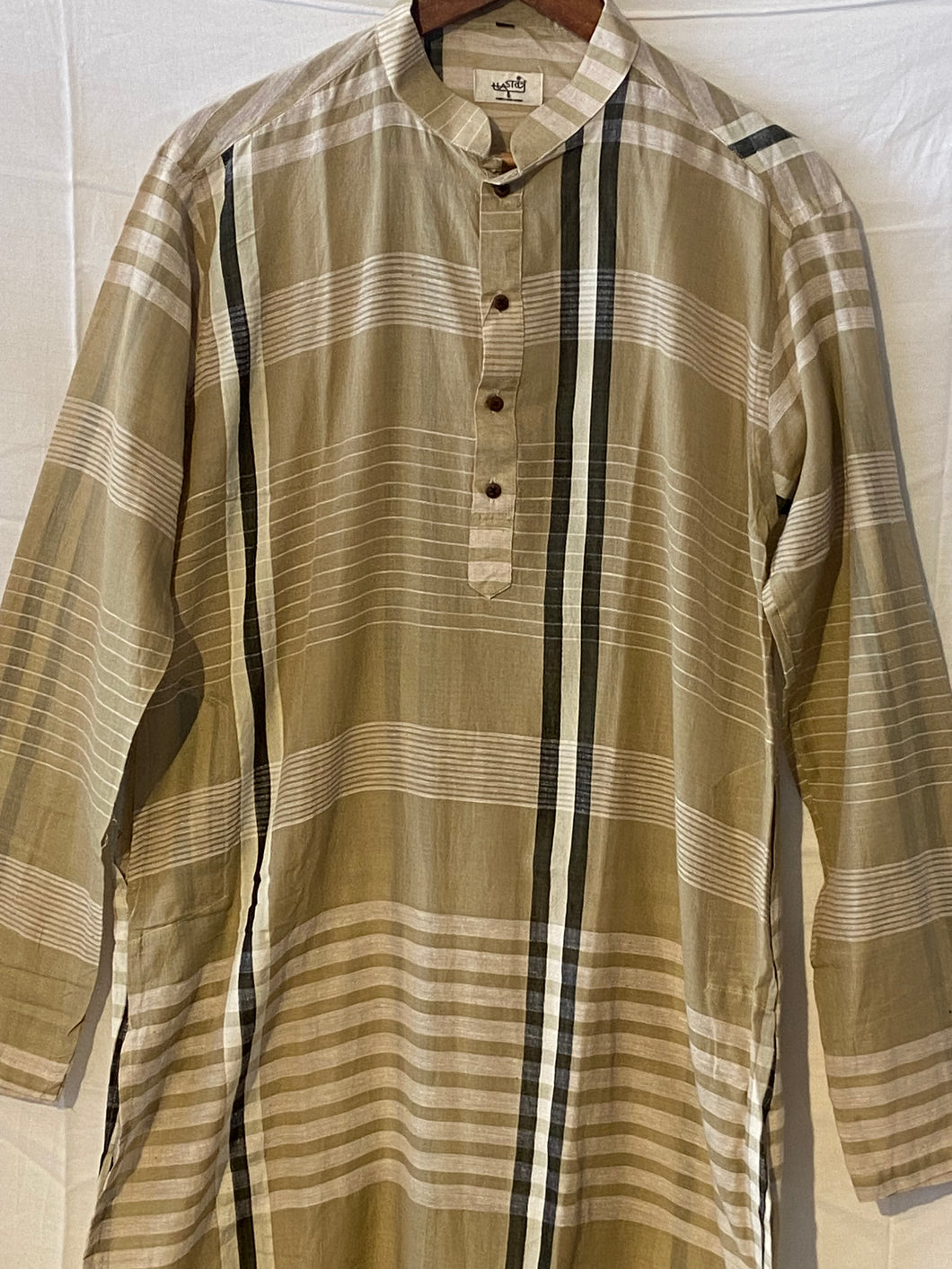 BEIGE COTTON STRIPES KURTA